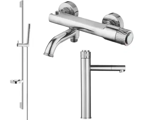 Kúpeľňové batérie MEXEN/S - Diamond DS70 Set umývadlovej a vaňovej batérie s príslušenstvom, chróm 71513DS70-00