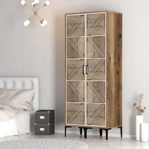 Šatňové skrine Šatníková skriňa Kumsal PP - Walnut, Cream