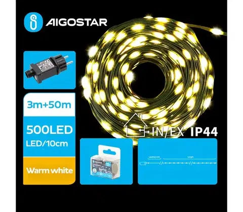 LED osvetlenie  B.V.  - LED vonkajší vianočný reťazec 500xLED/8 funkcií 53m IP44 teplá biela B103031S8