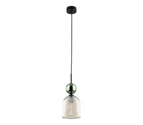 Svietidlá  Závesný luster SOPHIA na lanku 1xE14/10W/230V čierna/zelená/dymová béžová 11146