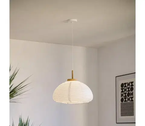 Svietidlá Eglo 44064 - Závesný luster SUMMERHILL na lane 1xE27/40W/230V pr. 40 cm biela/béžová 44064