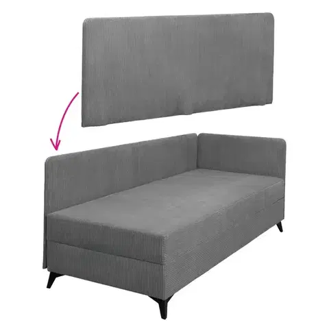 Postele KONDELA Isib bočnica k jednolôžkovej posteli (váľande) tmavosivá
