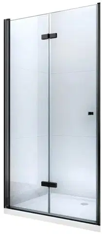 Sprchovacie kúty MEXEN - LIMA skladacie dvere 100x190 cm 6mm, čierne, transparent so stenovým profilom 856-100-000-70-00