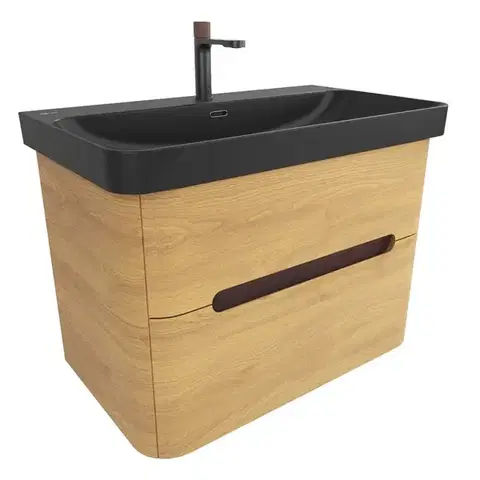 Kúpeľňový nábytok Kúpeľňová skrinka s umývadlom SAT Fusion 77,5x53x45 cm dub medový mat SATFUSION280DMBKMB SATFUSION280DMBKMB
