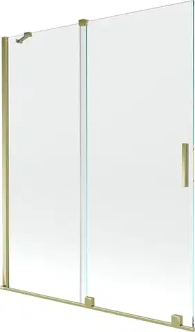 Sprchové dvere MEXEN/S - Velar Dvojkrídlová posuvná vaňová zástena 140 x 150, transparent, zlatá 896-140-000-01-50