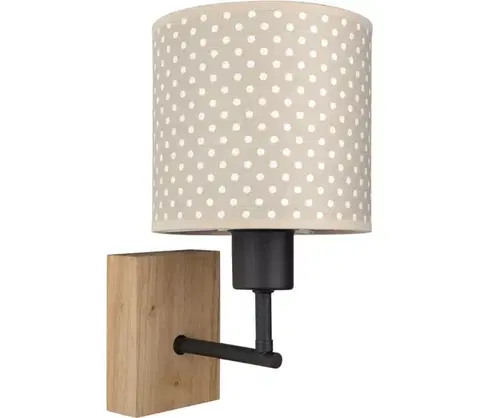 Svietidlá BRILAGI - Nástenné svietidlo BOBO WOOD 1xE27/25W/230V dub/čierna/béžová/bodky BG1561+BG5581