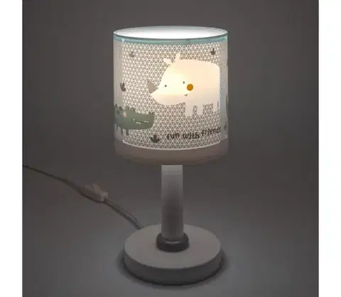 Lampy Dalber 60621N - LED detská lampička RHINO&CROCO 1xG4/4W/230V sivá 60621N