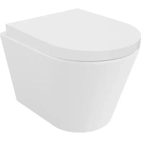Záchody MEXEN/S - Rico Závesná WC misa Rimless Tornado vrátane sedátka s slow, duroplast, biela lesk 30720200T