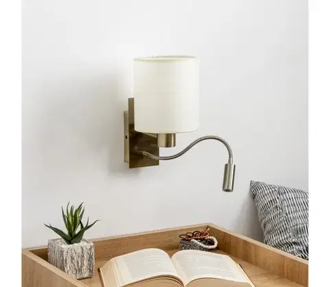Svietidlá BRILAGI - LED Flexibilná nástenná lampa NUBILA 1xE27/25W/230V + LED/3W mosadz/krémová BRI120