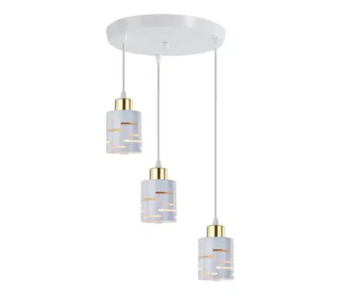 Svietidlá  Závesný luster ELEN 3xE27/35W/230V priemer 29 cm biela/zlatá ELEN 3-LIGHT ROUND PEND. WHITE