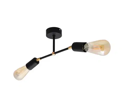 Svietidlá  Prisadený luster ROSETTE 2xE27/15W/230V čierna/zlatá W-P 1925/2 BK+GO