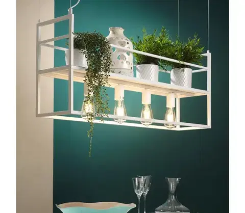 Svietidlá ONLI - Luster na lanku s poličkou JEFFER 4xE27/22W/230V biela 5054/SB