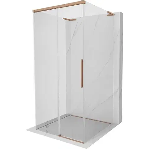 Sprchovacie kúty MEXEN/S - Rox-3S L sprchový kút 3 stenný, posuvný 100 x 100, transparent, meď kartáčovaná 8C2L-100-100-65-00-3S