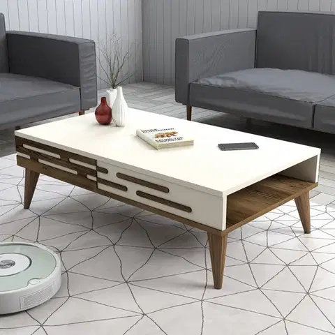 Konferenčné stolíky Konferenčný stolík Valensiya - Walnut, Cream