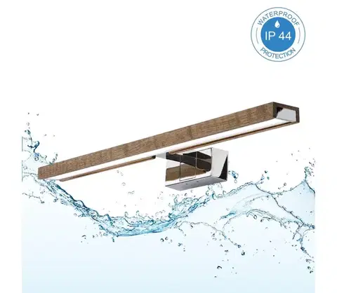 Kúpeľňové zrkadlá BRILAGI - LED Kúpeľňové osvetlenie zrkadla 3v1 WOODY MIRROR LED/12W/230V IP44 chróm/dub/orech 8590828018216
