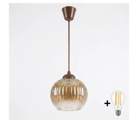 Svietidlá Brilagi - LED luster na lankách R GLASS 1xE27/60W/230V priemer 18 cm hnedá/dýmovo-hnedá NSTK7482+TK8611A