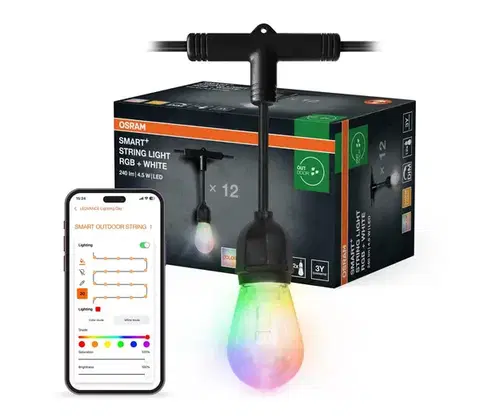 LED osvetlenie Osram - LED RGB stmievateľný vonkajší svetelný reťazec SMART+ STRING 12xLED/230V 7,47m IP44 Wi-Fi 4099854474934