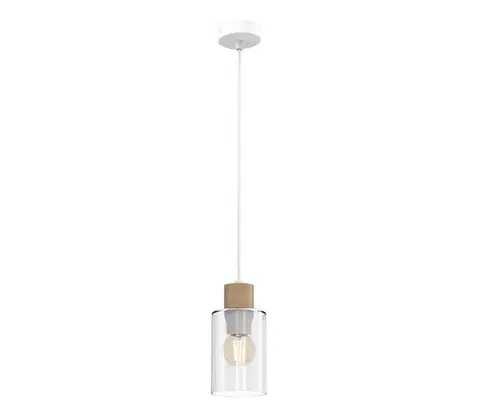 Svietidlá  Luster na lanku MADERA 1xE27/60W/230V biela/drevo MLP8554