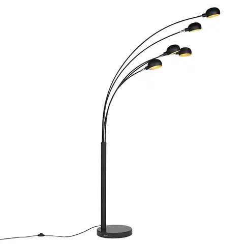 Stojace lampy Dizajnová stojaca lampa čierna 5-svetlo - Sixties Marmo
