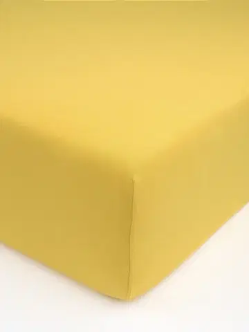 Plachty MKLozkoviny.sk Jersey prostěradlo s elastanem 220 × 200 cm – hořčicové