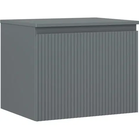 Kúpeľňový nábytok MEXEN/S - Rivel kúpeľňová skrinka pod umývadlo 60 cm s doskou, 1 šuplík, reliéf, grafit mat 91A20-06047-1-BFC66