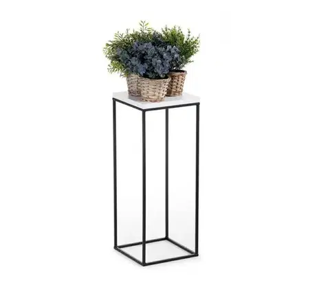 Stojany na kvetiny HowHomely Stojan na kvety BASICLOFT 60x24 čierna/biela HH-BL-01-60BW-MDF