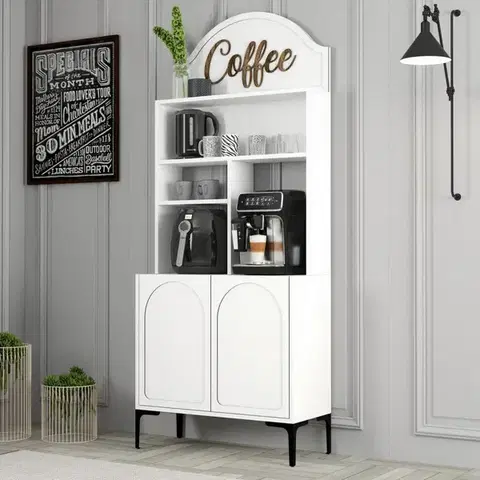 Kuchynské linky Coffee Bar Cabinet Lyon 80 - White, Black