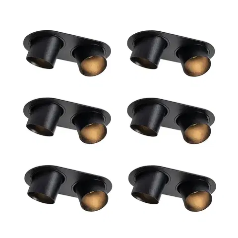 Zapustené svietidlá Sada 6 zapustených bodových svetiel čierna GU10 50 mm 2-svetlá - Installa