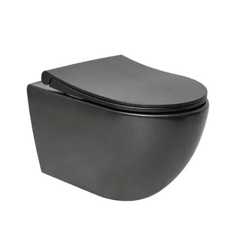 Záchody Wc s doskou softclose závesné VitrA S60 čierna mat zadný odpad 7510-083-6319 7510-083-6319