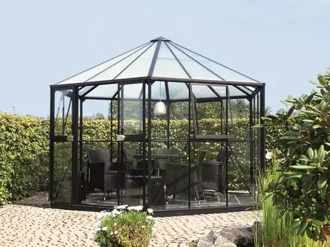 Skleníky Pavilón HERA 9000 sklo / polykarbonát / hliník Dekorhome