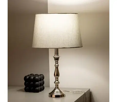 Lampy BRILAGI - Stolová lampa CERIA 1xE27/60W/230V pr. 30 cm lesklý chróm/sivá 1xEG78312+1xEG781036
