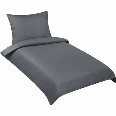 Obliečky Bellatex Saténové obliečky Lux tmavošedé, 140 ×200, 70 × 90 cm
