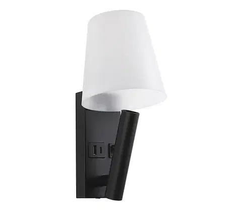 Svietidlá  LED nástenné svietidlo s USB portom LED/2W/230V 3000K čierna/biela 240016