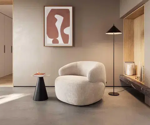 Lounge kreslá DELIFE Lounge kreslo Nova 88×88 cm manšester béžová