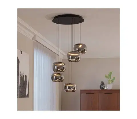 Svietidlá Eglo 390434 - LED stmievateľný luster na lanku HORTUNAS 5xLED/5,8W/230V čierna/dymová 390434