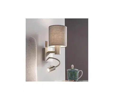 Svietidlá Eglo 96479 - LED Flexibilné svietidlo PASTERI 1xE27/40W+LED/3,8W šedá 96479