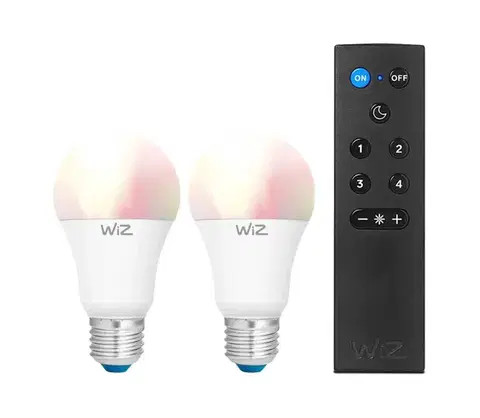 Žiarovky SADA 2x LED RGBW stmievateľné žiarovky A60 E27/9W/230V 2200-6500K Wi-Fi + diaľkový ovládač - WiZ 4897104950272