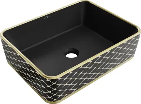 Umývadlá MEXEN - Catia umývadlo na dosku 48 x 37, čierna mat/zlatá vzor 21314879