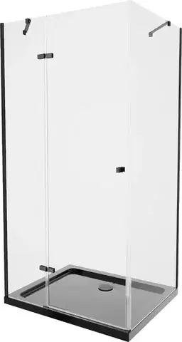 Vane MEXEN/S - Roma sprchovací kút 100x80, transparent, čierna + čierna vanička so sifónom 854-100-080-70-00-4070B