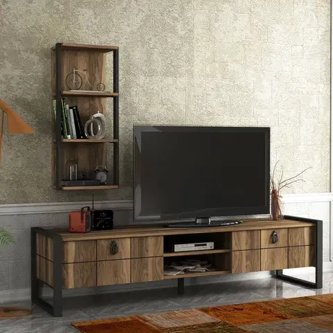 TV stolíky DELUXE LOST Tv stolík, metal / orech