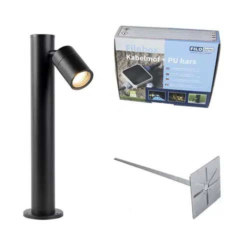 Zahradne stlpove lampy Vonkajšie svietidlo čierne 45 cm nastaviteľné IP44 - Solo