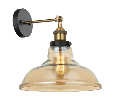 Svietidlá  MBM-2381/1 GD+AMB - Nástenné svietidlo HUBERT 1xE27/40W/230V MBM-2381/1 GD+AMB