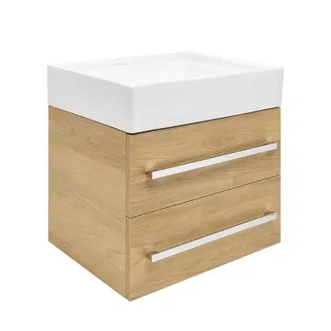 Kúpeľňový nábytok Kúpeľňová skrinka s umývadlom SAT Cube Way 60x53x46 cm dub Hickory mat CUBE46602DHSATCW CUBE46602DHSATCW