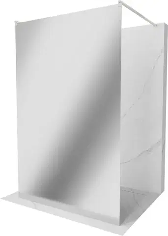 Sprchové dvere MEXEN/S - Kyoto samostatne stojaca sprchová zástena 100 x 200, zrkadlové sklo 8 mm, nikel kartáčovaná 800-100-002-97-50