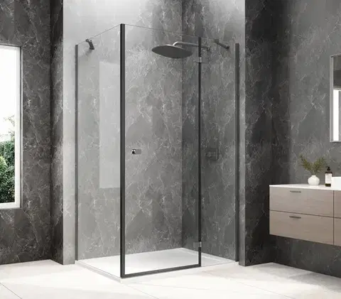 Sprchové dvere POLYSAN - GLOBE GUN METAL obdĺžniková sprchová zástena 1100x900, číre sklo, pravé GB1011-3315RGM