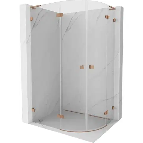 Sprchovacie kúty MEXEN/S - Lunar L sprchový kút štvrťkruh krídlový ľavá 100 x 90, transparent, meď kartáčovaná 833L-100L-090P-65-00