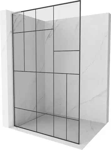 Sprchové dvere MEXEN/S - Kioto L Sprchová zástena WALK-IN 100 x 200, čierny vzor, chróm 800-100-103-01-78