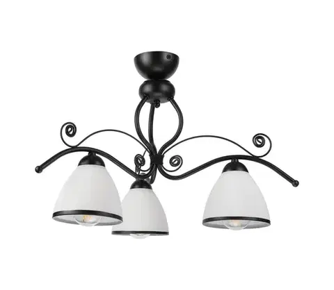 Svietidlá  Prisadený luster RETRO 3xE27/60W/230V čierna/biela LM-3.51/A/CZARNY PÓŁMAT
