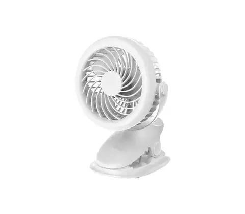 Ventilátory Eurolamp Nabíjací stolný látor s klipom, 6 W / 5 V, 1200 mAh, biely 300-20562