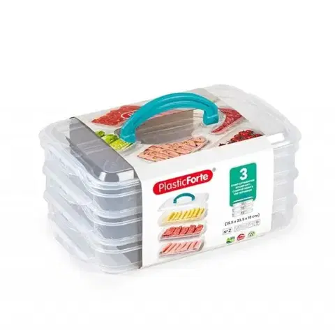 Dózy na potraviny Kinekus Dóza stohovateľná s rukoväťou 3x1l, 15,5 x 23,5 x 10cm